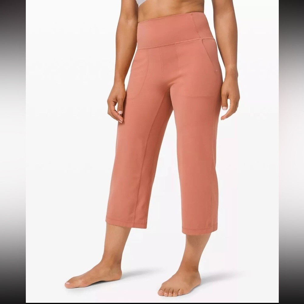 Lululemon Align High Rise Wide Leg Crop‎ Rustic Coral Pockets size 4
